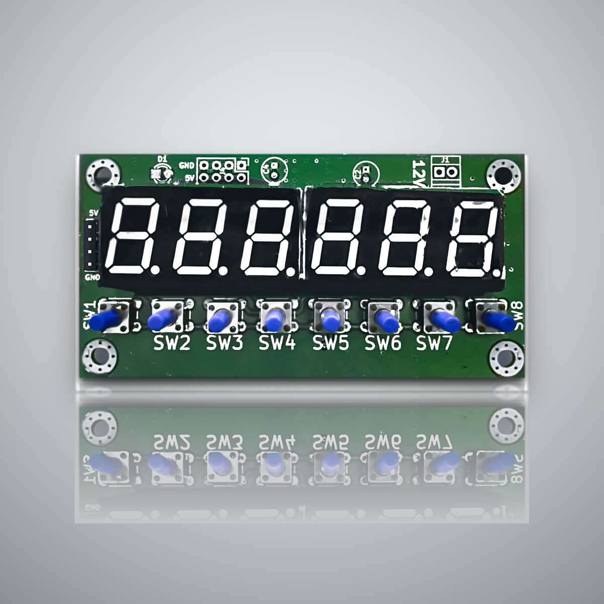 TM1637 6-digit 7-segment LED display module with 8 buttons, HMI display