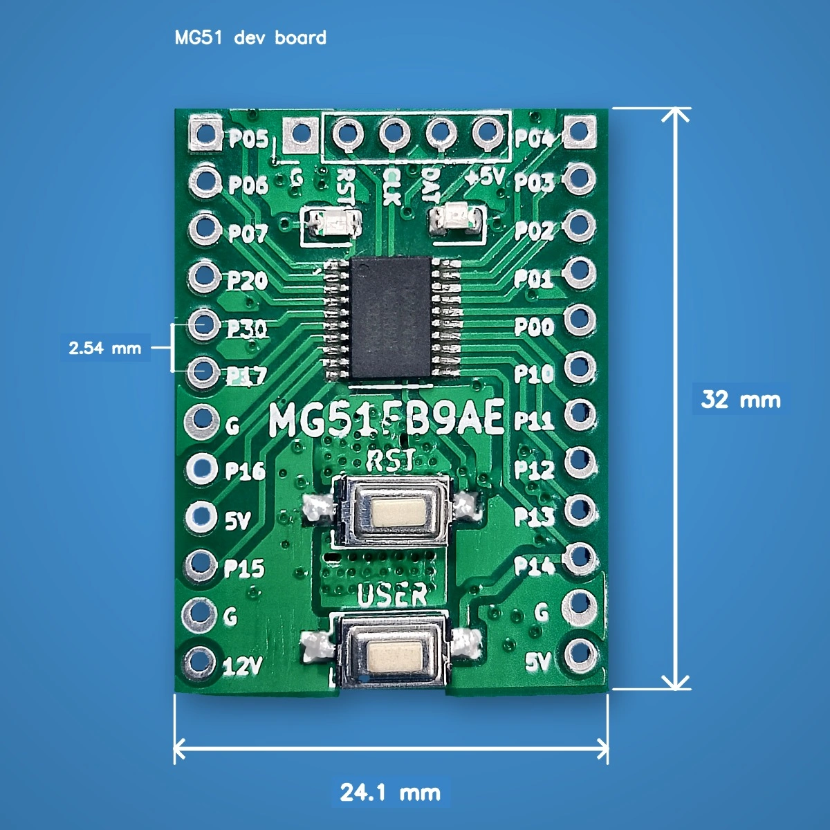 MG51 development board dimensions drawing