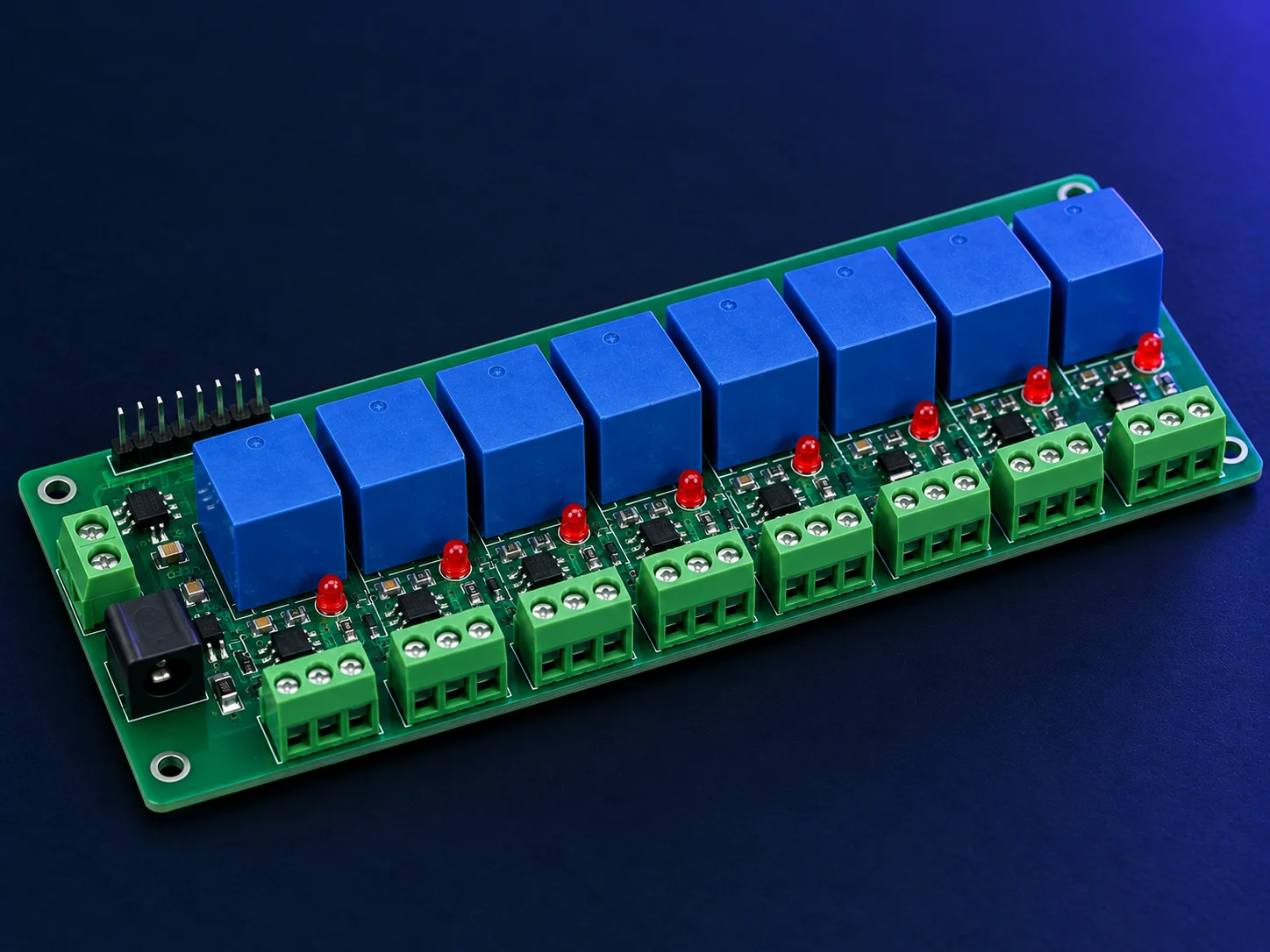 8-channel 24V relay board for industrial loads